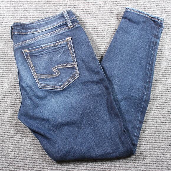 Silver Jeans Jeans Womens W30 L29 Blue Suki Skinny Stretch Mid Rise - Picture 1 of 9